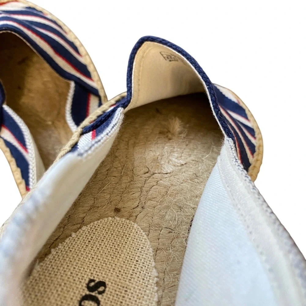Soludos Womens Nautical Striped Canvas Espadrille‎ Flats Navy Blue Red White 8